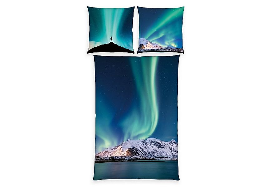 Herding Kinderbettwäsche Polarlichter Bettwäsche Set 2tlg. 135x200 cm 100% günstig online kaufen