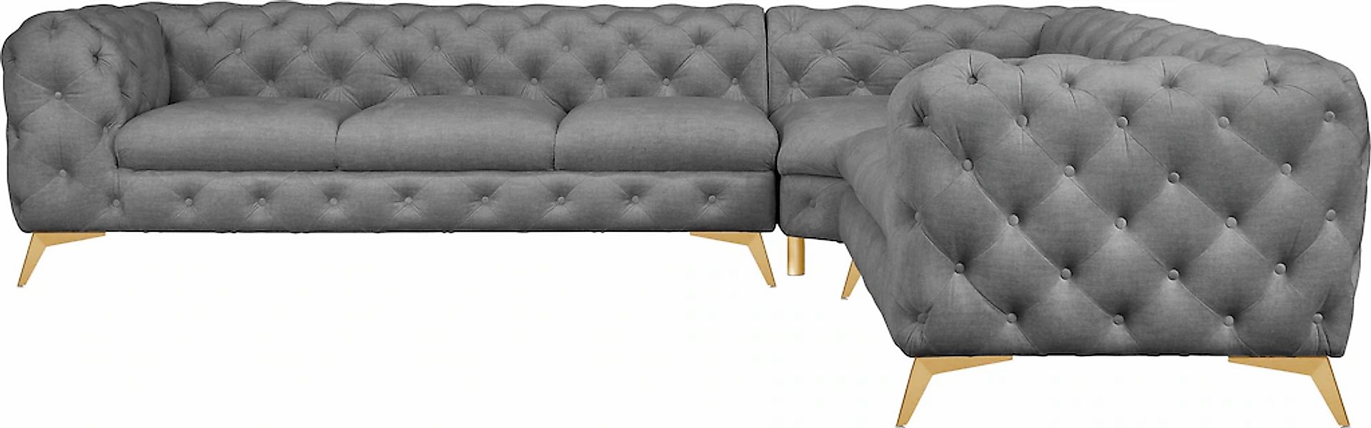 Leonique Chesterfield-Sofa "Ecksofa GLYNIS L-Form mit Wellenunterfederung, günstig online kaufen