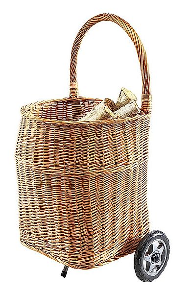 Kobolo Kaminholzkorb Holzwagen aus Vollweide mit Rollen und Griff günstig online kaufen