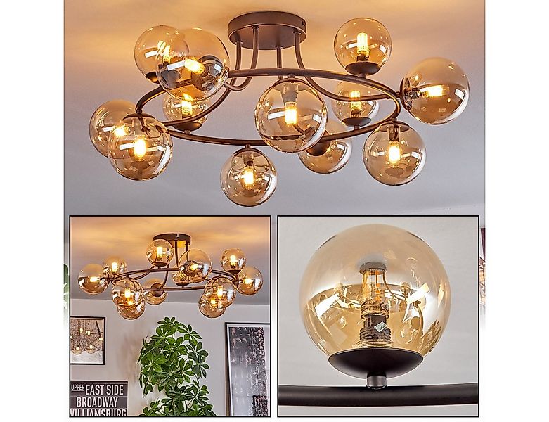 hofstein Deckenleuchte 12-flammige Deckenlampe aus Metall/Glas in Schwarz/B günstig online kaufen