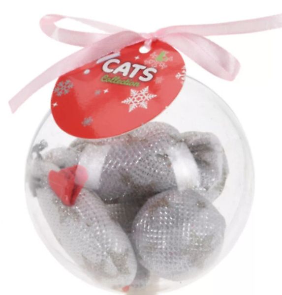 Katze Spielzeug Weihnachten Ball 9 Cm Polypropylen Silber günstig online kaufen
