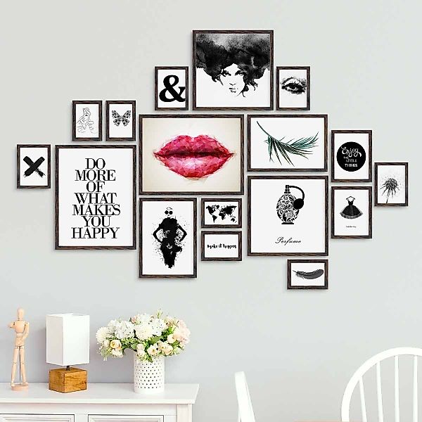 PHOTOLINI Bilderrahmen 17er Set Modern Schmal günstig online kaufen