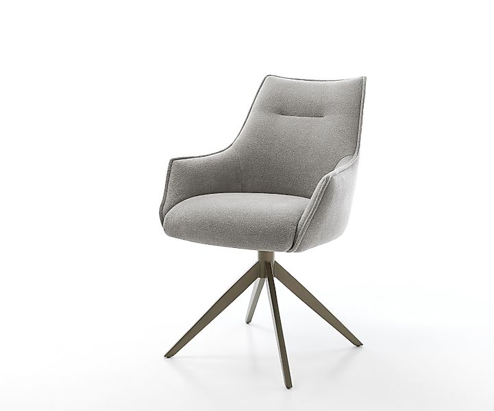 Drehstuhl Alja-Flex mit Armlehnen Strukturstoff Soft Grau Kreuzgestell brei günstig online kaufen