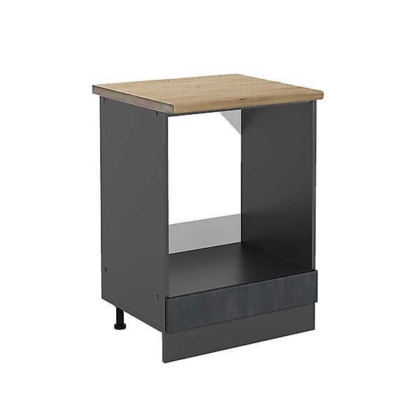Vicco Herdumbauschrank R-Line Herdschrank Schwarz Beton/Anthrazit 60 cm AP günstig online kaufen