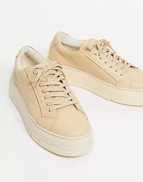 Vagabond – Judy – Flache Sneaker aus beigefarbenem Leder-Neutral günstig online kaufen