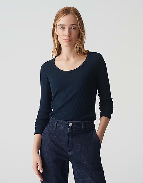 OPUS Langarmshirt Rippshirt SIDITA Slim aus günstig online kaufen