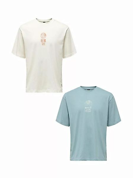 ONLY & SONS T-Shirt T-Shirt 2er-Set Rundhals Kurzarm (1-tlg) 7638 in Weiß-B günstig online kaufen