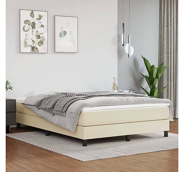 vidaXL Bett, Bettgestell Creme 140x190 cm Kunstleder günstig online kaufen