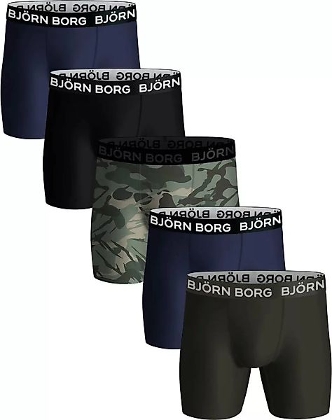 Björn Borg Performance Shorts 5er-Pack Schwarz Grün Blau - Größe XL günstig online kaufen