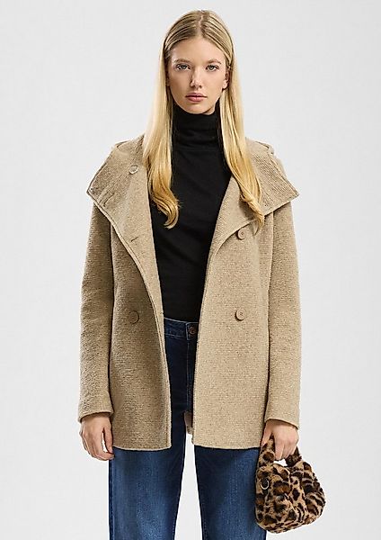 QS Funktionsmantel Outdoor-Jacke Kurzmantel in Wolloptik mit Kapuze günstig online kaufen