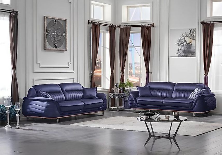 JVmoebel Sofa Luxuriöse 2x Sofa Dreisitzer Couch Wohnzimmer Textil Polsterm günstig online kaufen