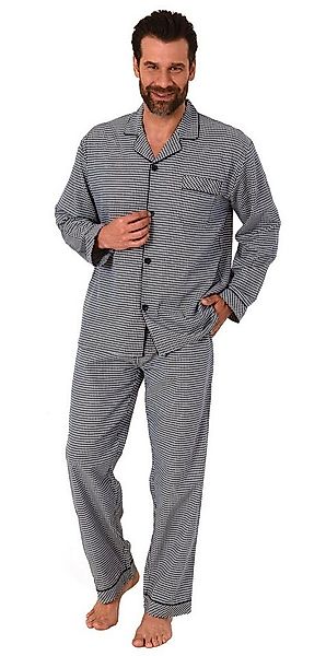 Normann Pyjama Gewebter Herren Pyjama, durchknöpfbarer Schlafanzug mit Stre günstig online kaufen