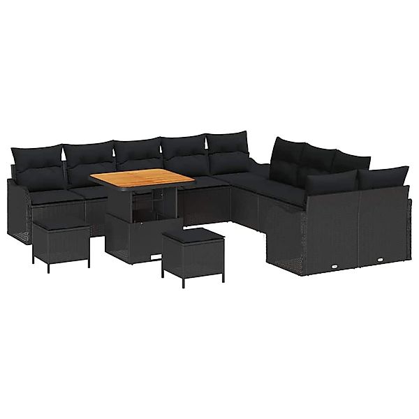 vidaXL Garten-Sofa-Set 13-Tlg Schwarz Poly Rattan 3362319 günstig online kaufen