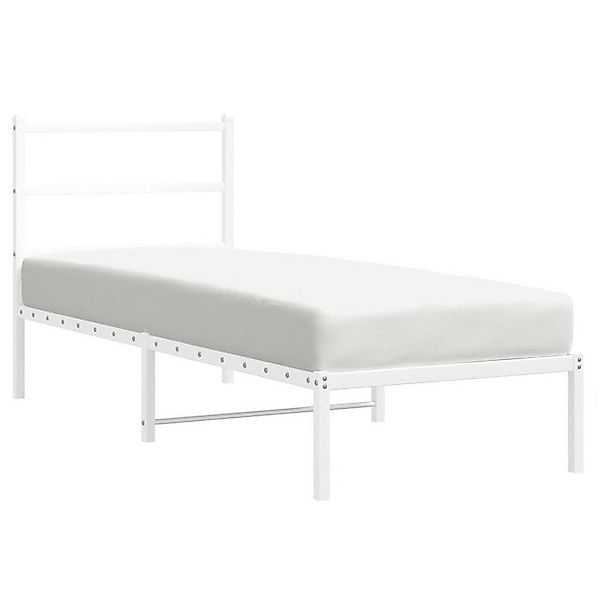 vidaXL Bettgestell, Bettrahmen mit Kopfteil Metall Weiß 75x190 cm günstig online kaufen