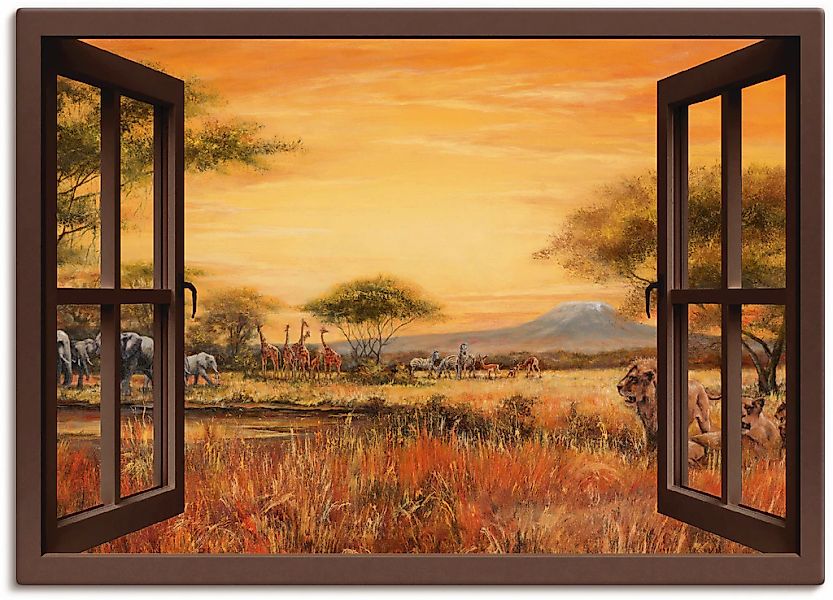 Artland "Fensterblick Afrikanische Steppe Löwen" Fensterblick 1 Stk. tlg. a günstig online kaufen