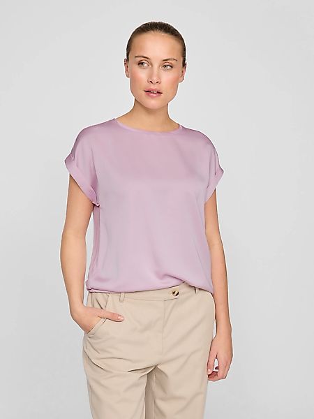 Vila T-Shirt Satin Blusen T-Shirt Kurzarm Basic Top Glänzend VIELLETTE 4599 günstig online kaufen