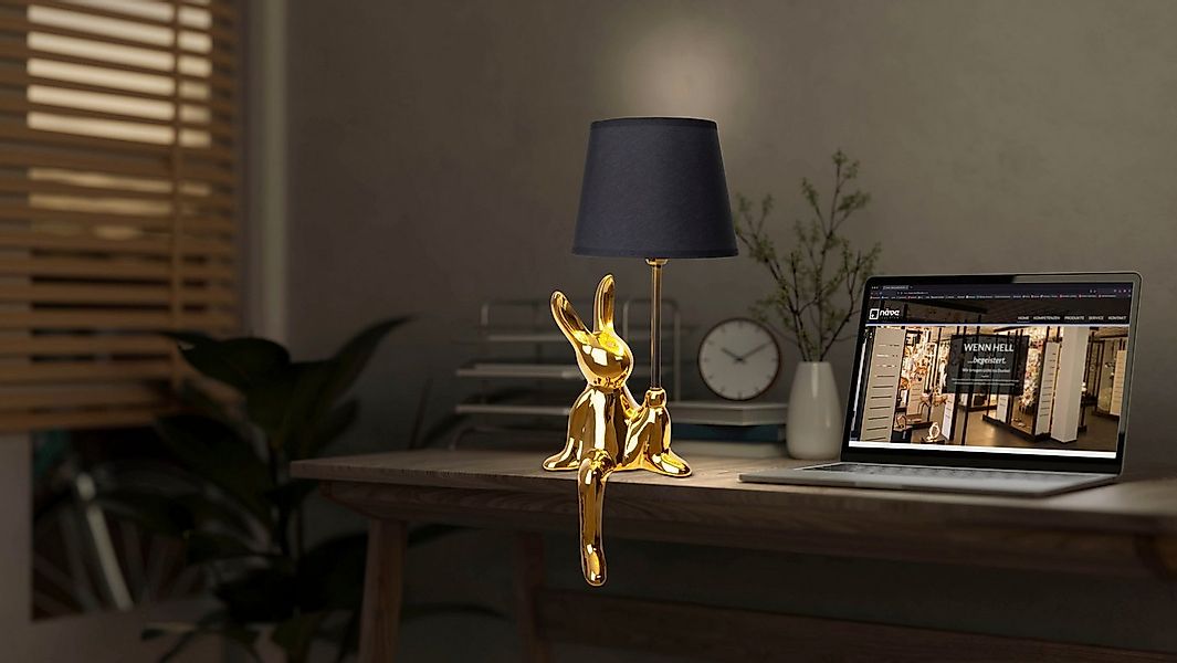 näve Tischleuchte Helge Hase, ohne Leuchtmittel, Osterhase, Keramikfuß, Tex günstig online kaufen