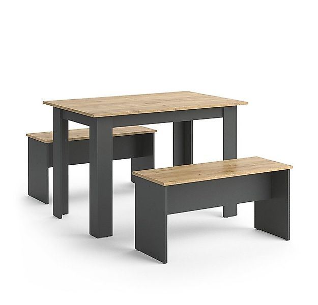 Vicco Essgruppe Sentio, Anthrazit/Goldkraft Eiche, 110 x 70 cm mit 2 Bänken günstig online kaufen