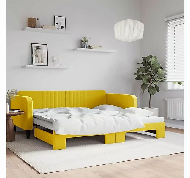 vidaXL Bett Tagesbett Ausziehbar Gelb 100x200 cm Samt günstig online kaufen