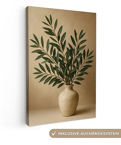 OneMillionCanvasses® Leinwandbild Vase - Olivenzweige - günstig online kaufen