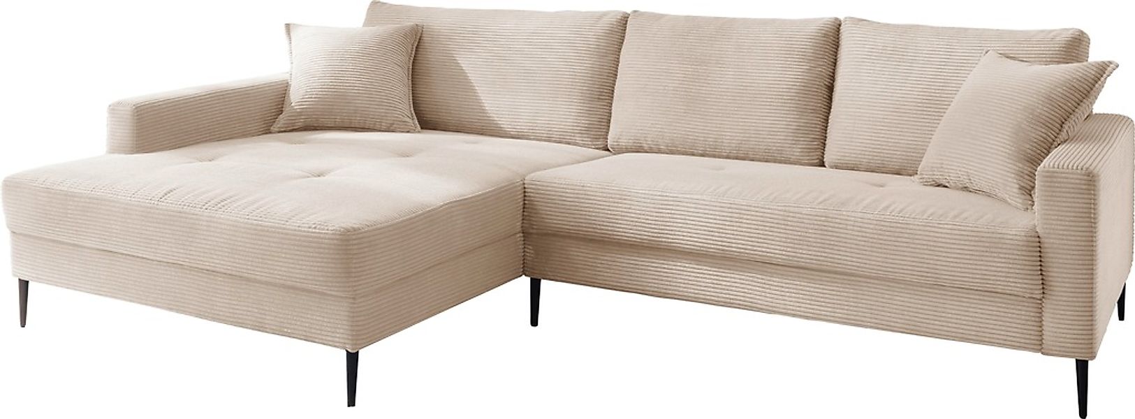 Trends by HG Ecksofa »Summer L-Form« in Cord-Stoff mit Metallfuß günstig online kaufen