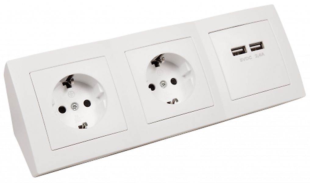 McPower Steckdosenblock Flair 2-Fach 230V 2xUSB Weiß günstig online kaufen