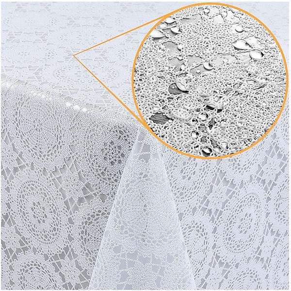 ANRO Tischdecke Lace Vinyltischdecke Häkelspitze Gartentischdecke günstig online kaufen