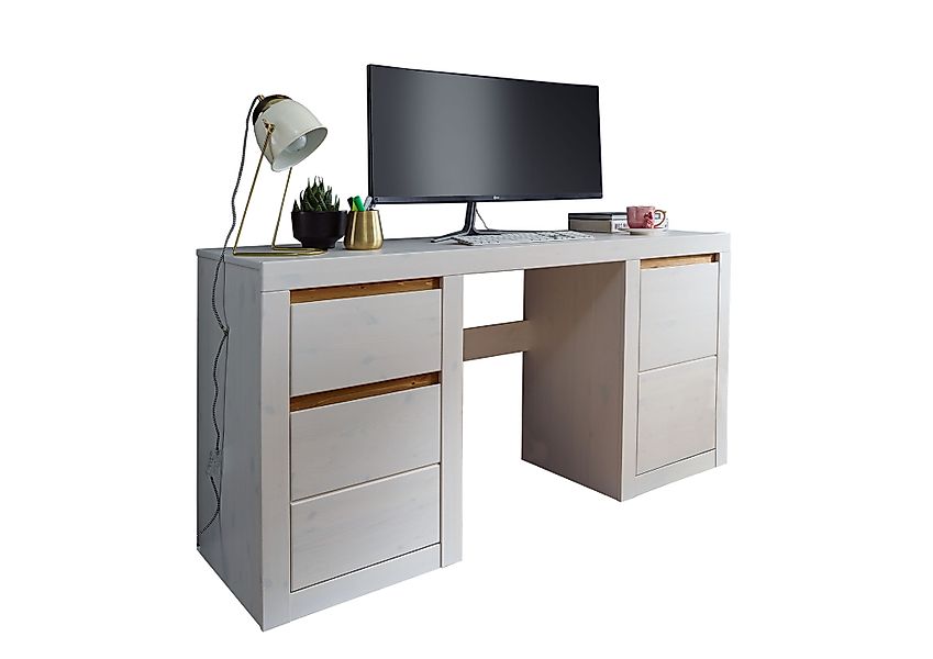 Woodroom Schreibtisch Weimar (Kiefer massiv, 155x75x50 günstig online kaufen