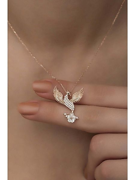 Nisan Kette und Anhänger Set, 925er Silber Halskette – Phönix mit Magnolien günstig online kaufen