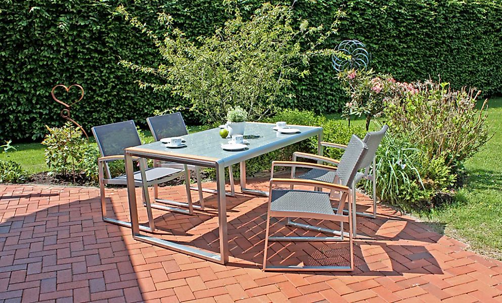 Garden Pleasure Garten-Essgruppe "AVA", (7 tlg.), mit hochwertigen Holzappl günstig online kaufen