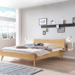Massivholzbett Eiche hell geölt in modernem Design Mittelsteg günstig online kaufen