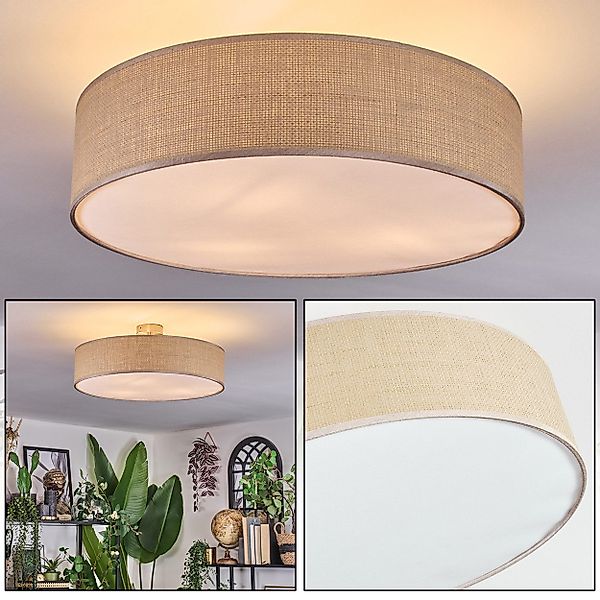 hofstein Deckenleuchte Deckenlampe aus Metall/Papiergeflecht/Stoff in günstig online kaufen