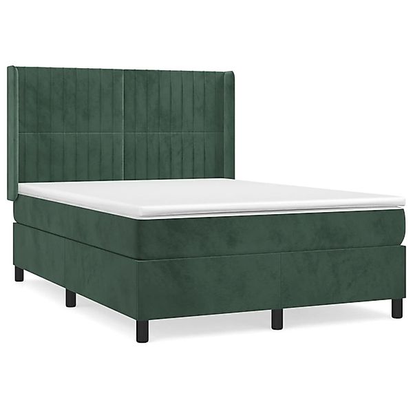 vidaXL Boxspringbett mit Matratze Dunkelgrün 140x200 cm Samt1466566 günstig online kaufen