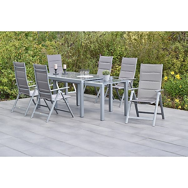 Merxx Taviano Set 7-tlg 6 Klappsessel Auszieh-Gartentisch 160(320)x78(75)cm günstig online kaufen