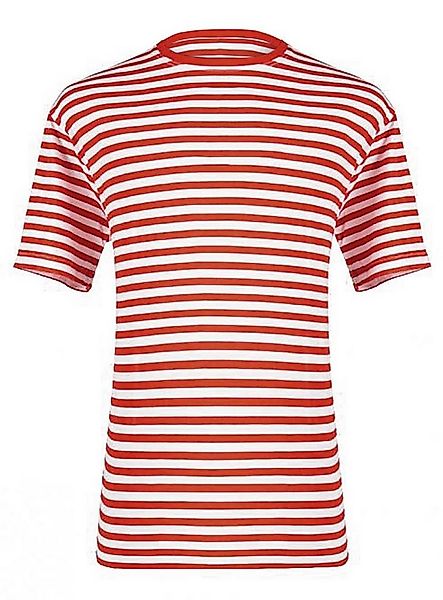 thetru T-Shirt Ringelshirt kurz rot-weiß Karnevalskostüm Herren Gestreiftes günstig online kaufen