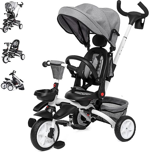 GarveeMore Dreirad 5 in 1 Kinderdreirad,Klappbar,Grau, günstig online kaufen