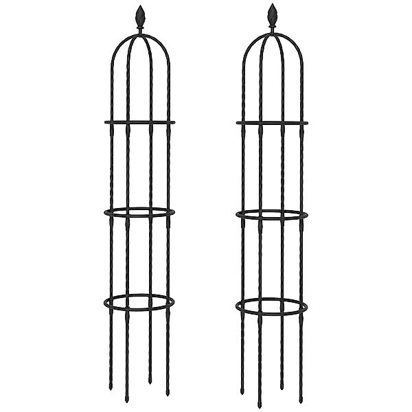 Outsunny Garten Rankhilfe 2er Set 174 cm Obelisk Rankhilfe aus Stahl Abnehm günstig online kaufen