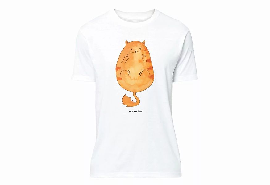 Mr. & Mrs. Panda T-Shirt Katze Mittelfinger - Weiß - Geschenk, Katzensouven günstig online kaufen