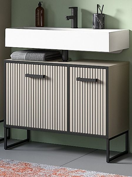Inn.Furn Waschbeckenunterschrank Scana (Badschrank in Sand mit schwarz, Bre günstig online kaufen