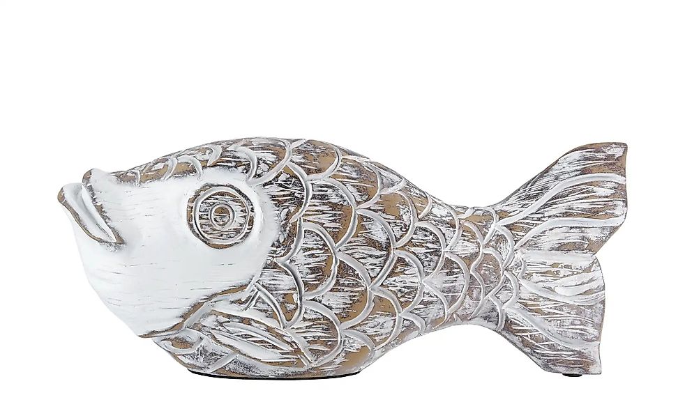 HOME STORY Deko Fisch   ¦ weiß ¦ Polyresin (Kunstharz) ¦ Maße (cm): B: 30 H günstig online kaufen