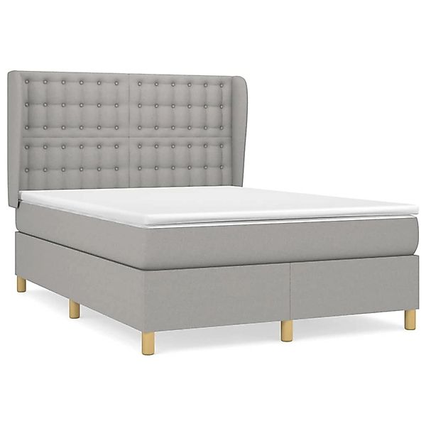 vidaXL Boxspringbett mit Matratze Hellgrau 140x200 cm Stoff1396081 günstig online kaufen