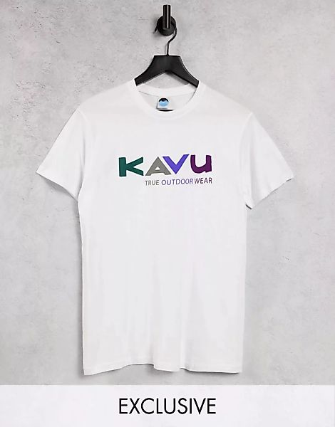 Kavu – Multi – T-Shirt in Weiß, exklusiv bei ASOS-Blau günstig online kaufen