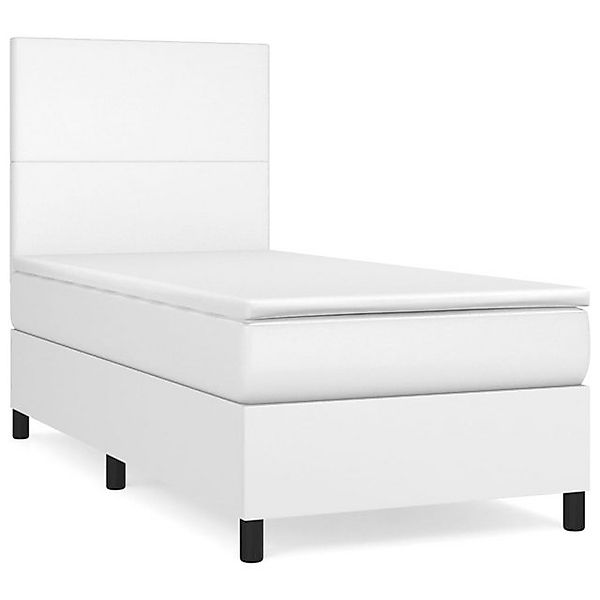 vidaXL Boxspringbett, Boxbett mit Matratze Weiß 90x200 cm Kunstleder günstig online kaufen