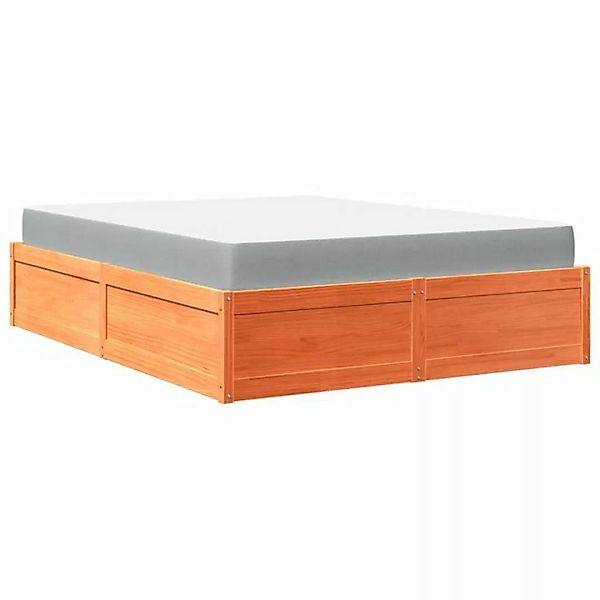 vidaXL Bett Bett mit Matratze Wachsbraun 160x200 cm Massivholz Kiefer günstig online kaufen
