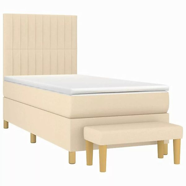 vidaXL Bett Boxspringbett mit Matratze Creme 90x200 cm Stoff günstig online kaufen