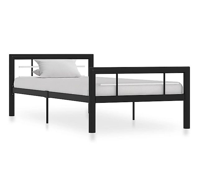 furnicato Bettgestell Schwarz und Weiß Metall 90x200 cm (1-tlg) günstig online kaufen