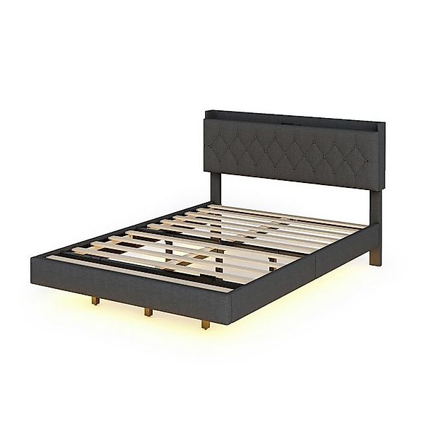 Celya Polsterbett Doppelbett mit LED-Farbwechsel-Lichtleiste, 140x200cm Lei günstig online kaufen
