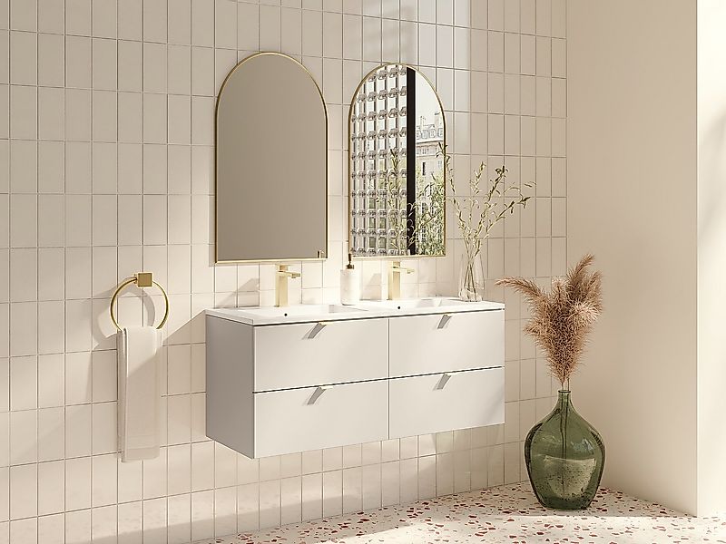 Hängender Badezimmerschrank mit Einbauwaschbecken – Beige – 120 cm – LAVENA günstig online kaufen
