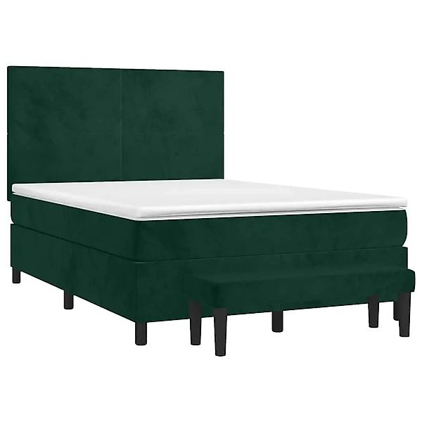 vidaXL Boxspringbett mit Matratze Dunkelgrün 140x190 cm Samt 3137722 günstig online kaufen