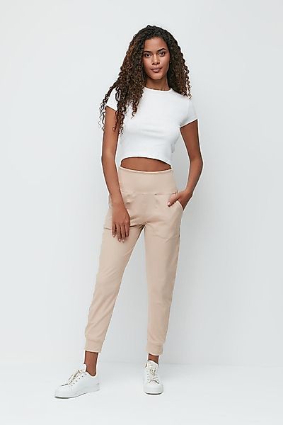 C&CITY Pyjamahose Hochtaillierte Jogger-Sweatpants mit Bündchen günstig online kaufen